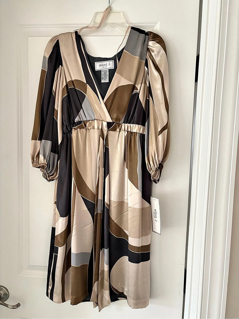 Eliza J Midi Dress in Brown, Tan & Black Size 8 NWT